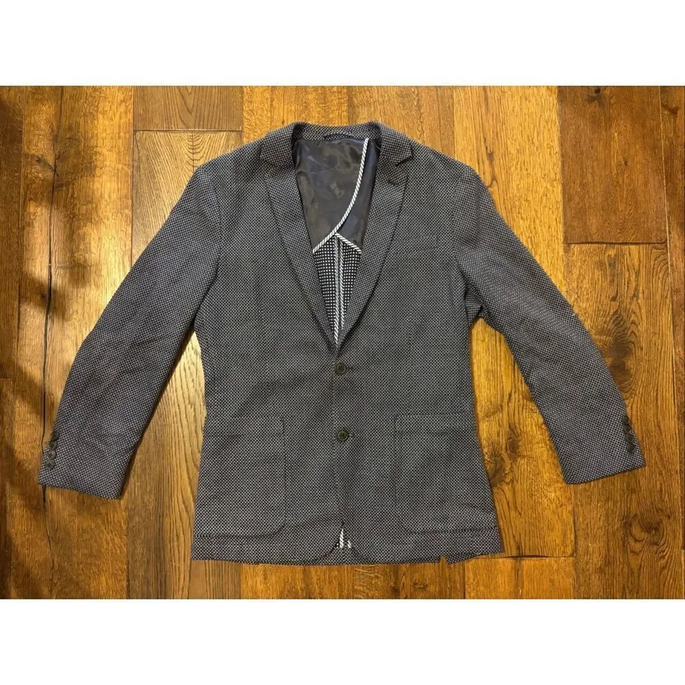 Selected Homme navy & white suit jacket blazer sports coat 38R 48eu
